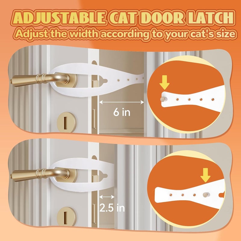 TGIOW Cat Door Latch, 1 Pcs Cat Door Stopper Pet Door Latch to Keep Dog Out of Litter Box and Food, Door Prop for Cat with 5 Adjustable Size Strap 2.5-6" Wide, No Measuring, Easy to Install, White - Image 3